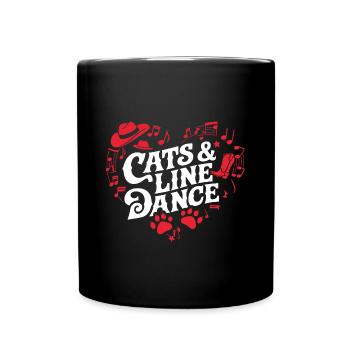 Katzen und Line Dance. Perfekt für die Katzenmama - Tasse einfarbig - Schwarz - Vorne