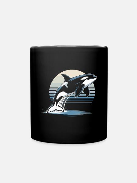 Belle baleine orque Orque Épaulard Animal marin - Mug uni - noir