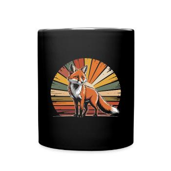 Vintage Fuchs Tier Rotfuchs - Tasse einfarbig - Schwarz - Vorne