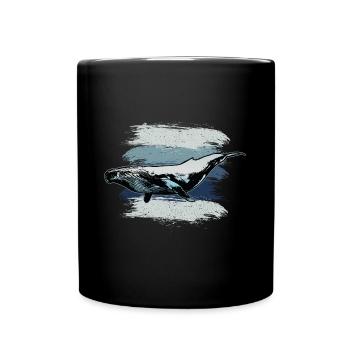 Baleine baleine bleu océan mammifère nager animal marin - Mug uni - noir - Devant