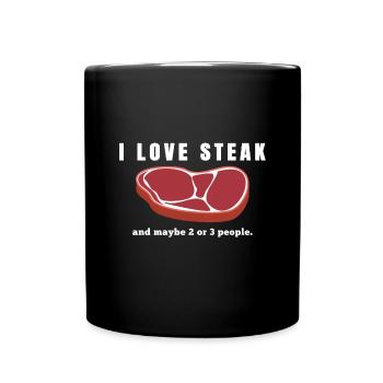I love Steak BBQ meat lovers & carnivores - Full Colour Mug - black - Front