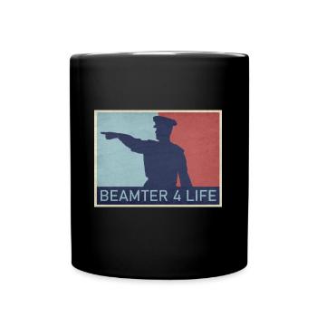 Beamter auf Lebenszeit - Tasse einfarbig - Schwarz - Vorne