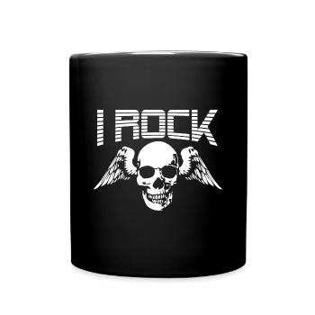 I Rock - Skull with wings - Full Colour Mug - black - Front
