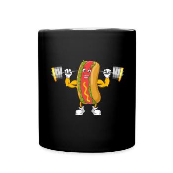 Bodybuilding Hot Dog Fitness Workout Gym - Full Colour Mug - black - Front