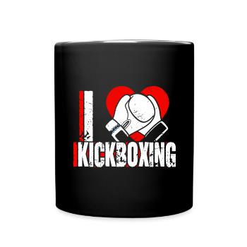 Love Kickboxing Kickboxer Fighting MMA Sports - Full Colour Mug - black - Front