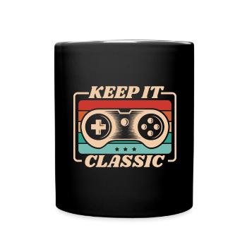 Retro Zocker Sprüche Gaming Geschenk - Tasse einfarbig - Schwarz - Vorne