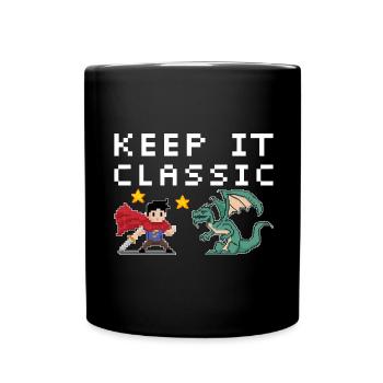 Retro Zocker Sprüche Gaming Geschenk - Tasse einfarbig - Schwarz - Vorne