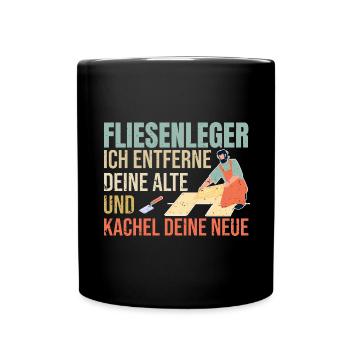 Fliesenleger Fliesen Handwerker - Tasse einfarbig - Schwarz - Vorne