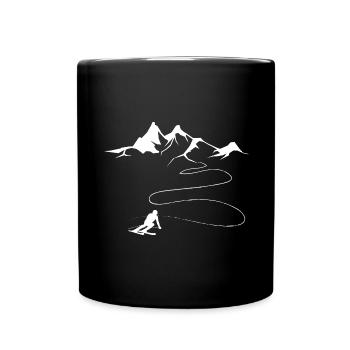 Montagne - Ligne sinueuse - Ski - (6) - Mug uni - noir - Devant