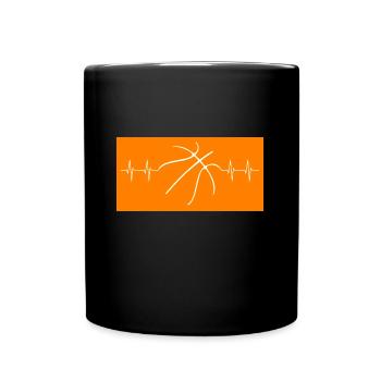 Basketball Herzschlag heartbeat Streetball - Tasse einfarbig - Schwarz - Vorne