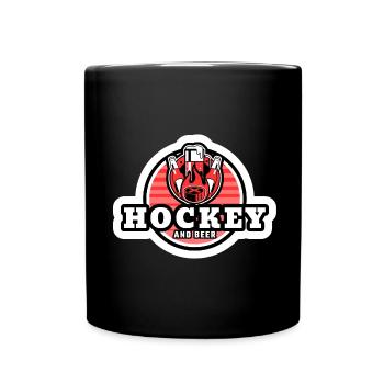 T-shirt avec hockey et bière Dum Ich Here Hockey sur glace - Mug uni - noir - Devant