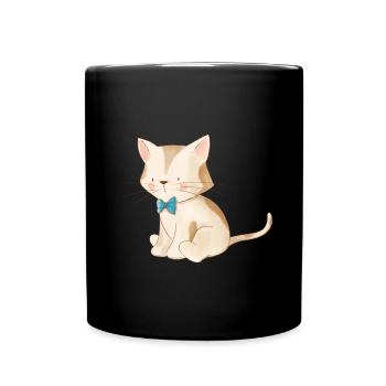 Katzen Mutter Miau Lustig Katzendame T-Shirt - Tasse einfarbig - Schwarz - Vorne