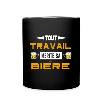 Tout travail mérite sa bière - Mug uni - noir - Devant