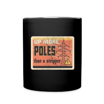 Power Lineman Power Line Electrician - Full Colour Mug - black - Front