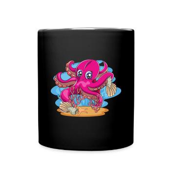 Cute Octopus Ocean Animal Gift Idea Octopus - Full Colour Mug - black - Front