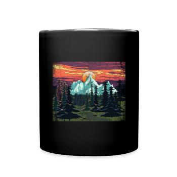 Forest Trees Mountains Gift Sunset Nature - Full Colour Mug - black - Front