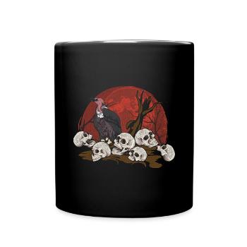 Greifvogel Tier Geschenk Totenkopf Vollmond Geier - Tasse einfarbig - Schwarz - Vorne