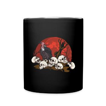 Scavenger Bird of Prey Gift Skull Moon Vulture - Full Colour Mug - black - Front