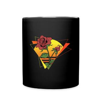 Rétro Nature Floral Cadeau Coucher de Rose - Mug uni - noir - Devant