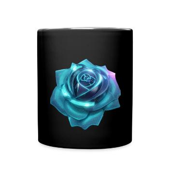 Rose, cyan, Metall,,metallisch, high tech - Tasse einfarbig - Schwarz - Vorne