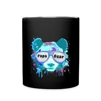 dad bear,dad,panda bear, graffiti,colorful,blue - Full Colour Mug - black - Front
