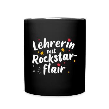Lehrerin Geschenk Abschied Rock Flair Coole Lehrer - Tasse einfarbig - Schwarz - Vorne