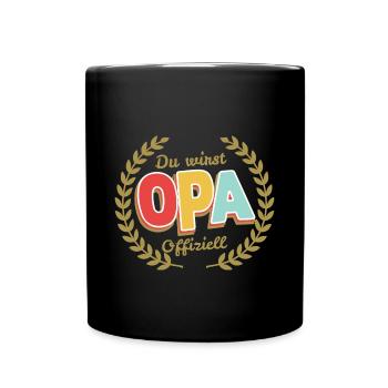 Opa-Offiziell! Bald-Opa Bester-Großvater Vatertag - Tasse einfarbig - Schwarz - Vorne