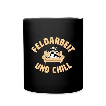 Landwirt Chill Bauernhof Lustige Kuh Feldarbeit - Tasse einfarbig - Schwarz - Vorne