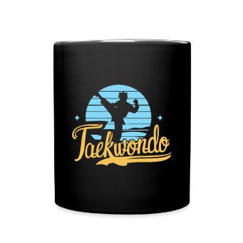 Taekwondo-Junge T-Shirt Kampfsport Kick Geschenk - Tasse einfarbig - Schwarz - Vorne