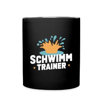 SchwimmCoach Ideal für Trainer Wassersport Bahn - Tasse einfarbig - Schwarz - Vorne