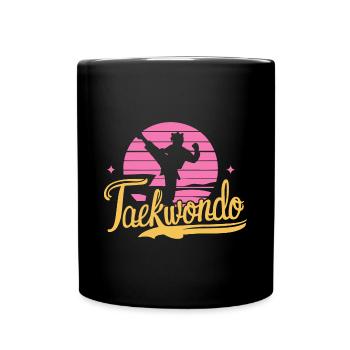 Taekwondo-Mädchen Retro | Kampfkunst | Vintage - Tasse einfarbig - Schwarz - Vorne