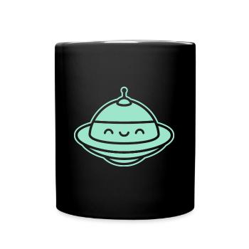 fliegende Untertasse - Tasse einfarbig - Schwarz - Vorne
