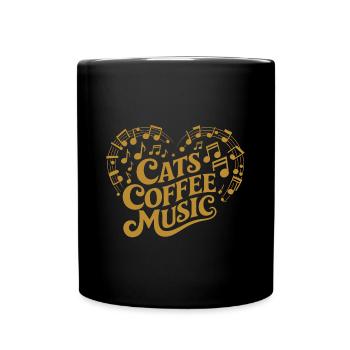 J’adore les chats, le café et la musique - Mug uni - noir - Devant