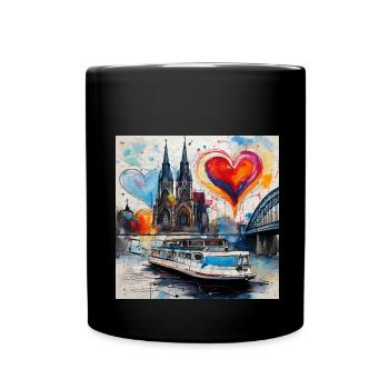 kölner dom,dom,koeln,herzen,malerei,pastell - Tasse einfarbig - Schwarz - Vorne