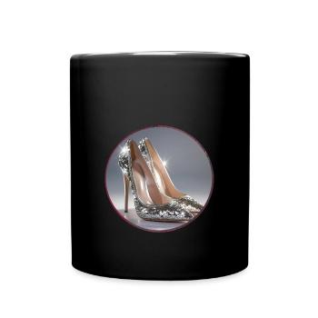 Talons hauts,Paillettes,Argent,Chaussures,Paillettes,Glamour - Mug uni - noir - Devant