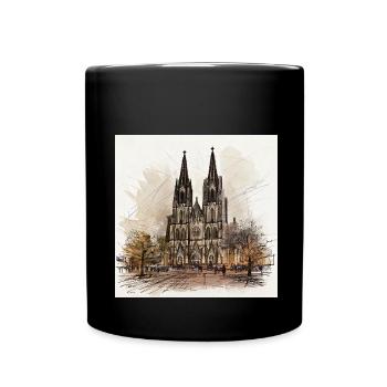 kölner dom,dom,koeln,zeichnung,sketch - Tasse einfarbig - Schwarz - Vorne
