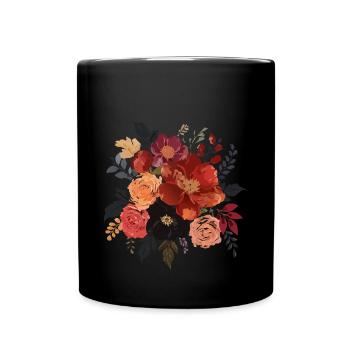 Blumenstrauß,Pfingstrosen,Mohnblumen,vintage,Blume - Tasse einfarbig - Schwarz - Vorne