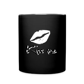Kiss me - Kussmund - Tasse einfarbig - Schwarz - Vorne