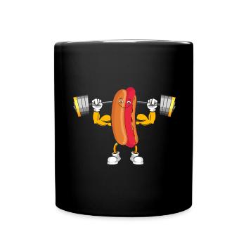 Bodybuilding Hot Dog Fitness Workout Gym - Full Colour Mug - black - Front