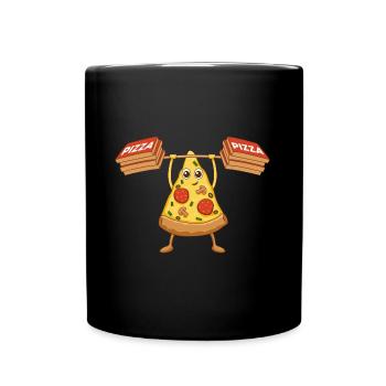 Pizza Carton Dumbbells Fitness Training Pizza - Full Colour Mug - black - Front