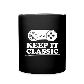 Retro Zocker Sprüche Gaming Geschenk - Tasse einfarbig - Schwarz - Vorne