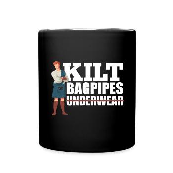 Kilt Dudelsack Unterwäsche Schottische Checkliste - Tasse einfarbig - Schwarz - Vorne