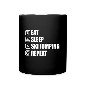 Eat Sleep SkiJumping Repeat Funny Snow Gift - Full Colour Mug - black - Front