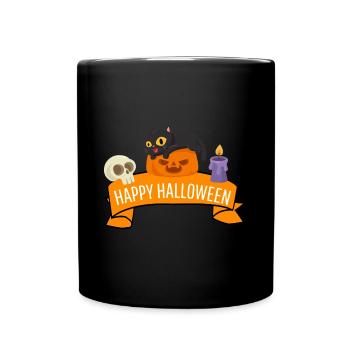 Pumpkin Cats Costume Gift Happy Halloween - Full Colour Mug - black - Front