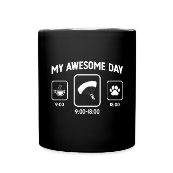 Ma belle journée - Patte de chien - Parapente - Mug uni - noir - Devant