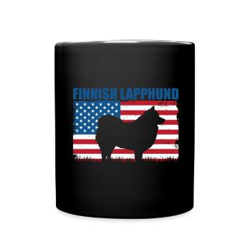 Amerikanische Flagge Finnischer Lapphund - Tasse einfarbig - Schwarz - Vorne
