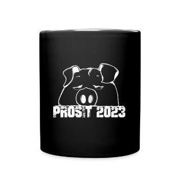 Prosit 2023 - Tasse einfarbig - Schwarz - Vorne