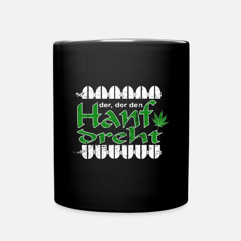 Der, der den Hanf dreht - Tasse einfarbig - Schwarz