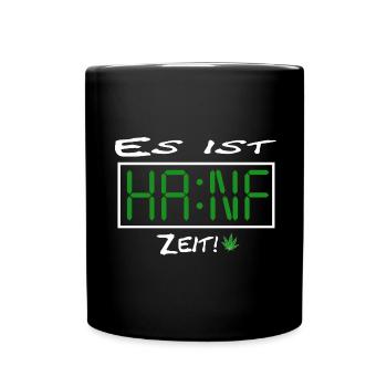 Hanf Zeit - Tasse einfarbig - Schwarz - Vorne