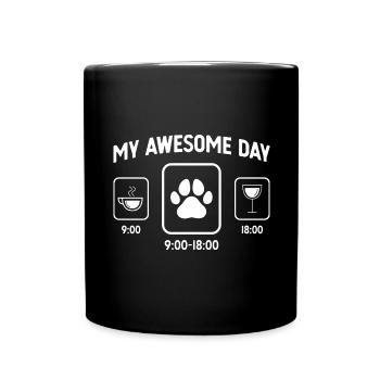 Ma belle journée - Vin - Patte de chien - - Mug uni - noir - Devant